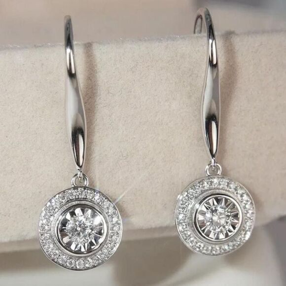 The Dazzling Dish 925 Silver and Cubic Zirconia Drop earrings - Picture 3 of 4